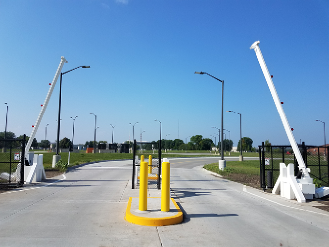 barrier arm installation at camp dodge iowa national guard