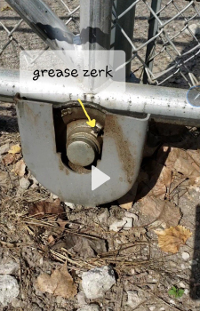 An automated gate wheel bearing that needs to be greased