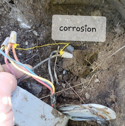 Gate access control keypad wiring with corrosion