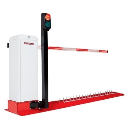 A barrier arm with spike and traffic light accessories.

commercial access control traffic entry security gate installation traffic light spikes