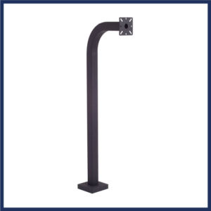 42" gooseneck stand for gate entry control devices. 10.5" Throw. Mounted to ground. Black powder coat finish.