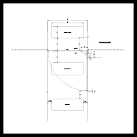 System design image. Single swing gate left (inside) equipment layout drawing.
